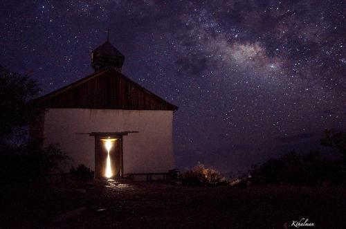 Light Painting - A church in Terlingua, TX with the Milky Way by Kathy Thalman